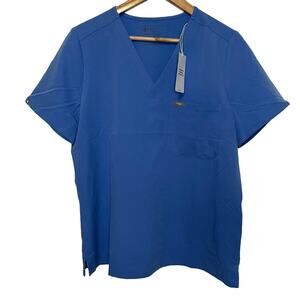 FIGS Blue Scrub Top L Technical Collection Lightweight Medical Workwear